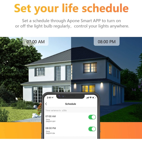 Apone Smart LED Colorful Light Bulb 13W, with Alexa and Google Assistant, Wireless WiFi App Control