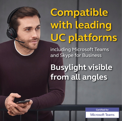 JABRA Evolve2 65 On-Ear Sound Isolating Bluetooth 5.0 Headphones with Mic - Black