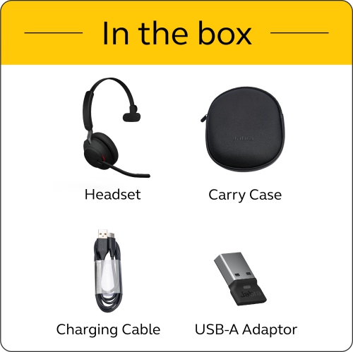 JABRA Evolve2 65 On-Ear Sound Isolating Bluetooth 5.0 Headphones with Mic - Black