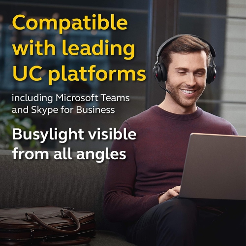 Jabra Evolve2 65 On-Ear Sound Isolating Bluetooth 5.0 Headphones with Mic - Black