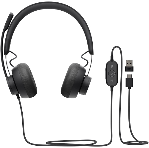 Logitech Zone Over-Ear Noise Cancelling Sound Isolating Headphones with Mic - Black