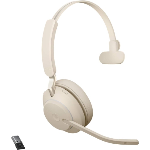GN NETCOM/JABRA Evolve2 65 On-Ear Sound Isolating Bluetooth 5.0 Mono Headphones with Mic - Beige