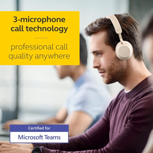 GN NETCOM/JABRA Evolve2 65 On-Ear Sound Isolating Bluetooth 5.0 Mono Headphones with Mic - Beige