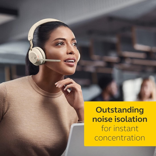 GN NETCOM/JABRA Evolve2 65 On-Ear Sound Isolating Bluetooth 5.0 Mono Headphones with Mic - Beige