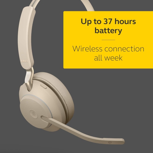 GN NETCOM/JABRA Evolve2 65 On-Ear Sound Isolating Bluetooth 5.0 Mono Headphones with Mic - Beige