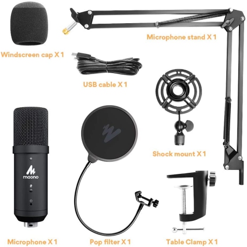 MAONO AU-PM401 192KHz/24Bit Zero Latency USB Computer Condenser Cardioid Mic with Mute Button for Podcasting, Gaming, YouTube, Streaming, Recording