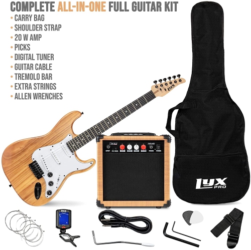LyxPro Electric Guitar 39" inch Full Beginner Starter kit Full Size with 20w Amp, Package Includes All Accessories, Digital Tuner, Strings, Picks,