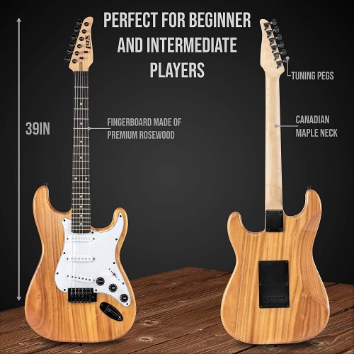 LyxPro Electric Guitar 39" inch Full Beginner Starter kit Full Size with 20w Amp, Package Includes All Accessories, Digital Tuner, Strings, Picks,