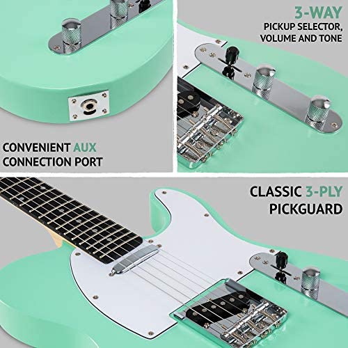 LyxPro 39” Electric Telecaster Guitar | Solid Full-Size Paulownia Wood Body, 3-Ply Pickguard, C-Shape Neck, Ashtray Bridge, Quality Gear Tuners,