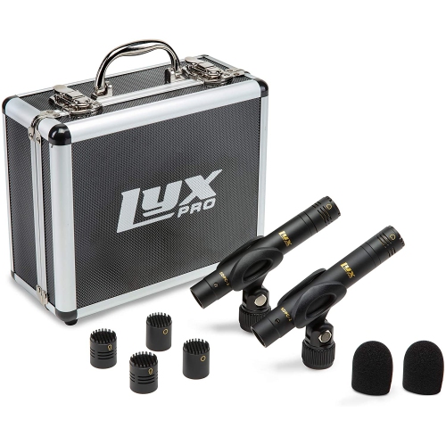 LyxPro SDPC2 Stereo Pair of Pencil Condenser Microphones – Interchangeable Omni, Cardioid & Super Cardioid Capsules Included