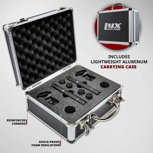 LyxPro SDPC2 Stereo Pair of Pencil Condenser Microphones – Interchangeable Omni, Cardioid & Super Cardioid Capsules Included