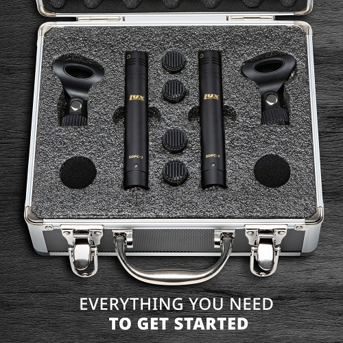 LyxPro SDPC2 Stereo Pair of Pencil Condenser Microphones – Interchangeable Omni, Cardioid & Super Cardioid Capsules Included