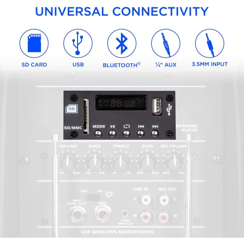 LyxPro 12 Inch Active PA Rechargeable Battery Speaker System, Bluetooth, MP3, USB, SD Card Slot, Foldable Carry Handle, Easy Carry Wheels-SPA-12 BAT…