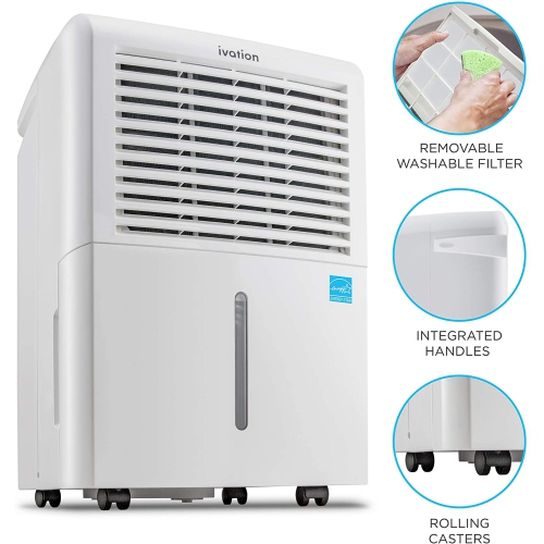 Ivation 4,500 Sq Ft Smart Wi-Fi Energy Star Dehumidifier with PUMP and App, Includes Continuous Draining Hose Connector, Programmable Humidistat and