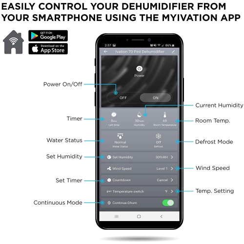 Ivation 4,500 Sq Ft Smart Wi-Fi Energy Star Dehumidifier with PUMP and App, Includes Continuous Draining Hose Connector, Programmable Humidistat and