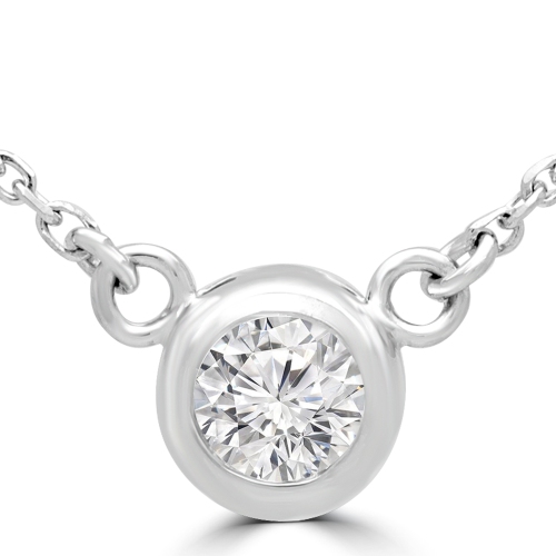 Collier en or blanc 14K ct avec lunette sertie de diamants ronds de 1/4 ct