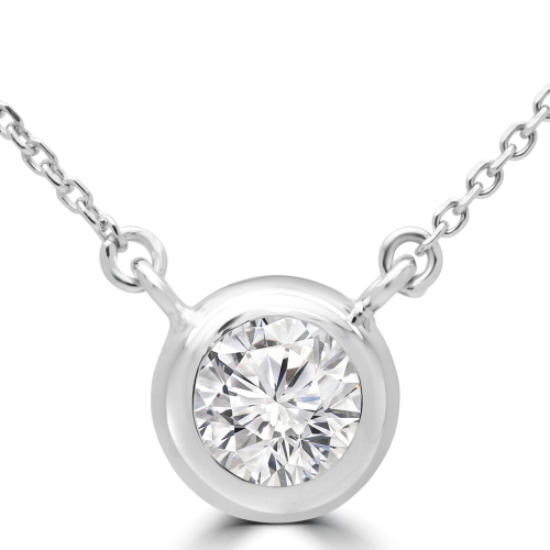 Collier en or blanc 14K ct avec lunette sertie de diamants ronds de 1/2 ct