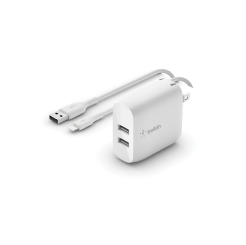 BELKIN COMPONENTS - BOOST CHARGE Dual USB-A Wall Charger 24W + Lightning to USB-A Cable