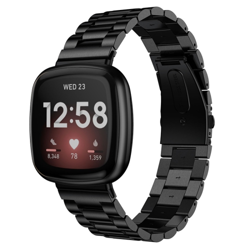 STRAPSCO  Stainless Steel Bracelet Watch Band for Fitbit Sense - In Black