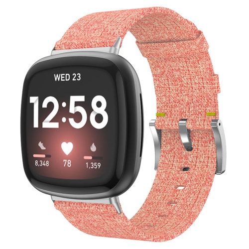 StrapsCo Bracelet de Montre en Toile Tissée pour Fitbit Versa 3 - Corail Rose