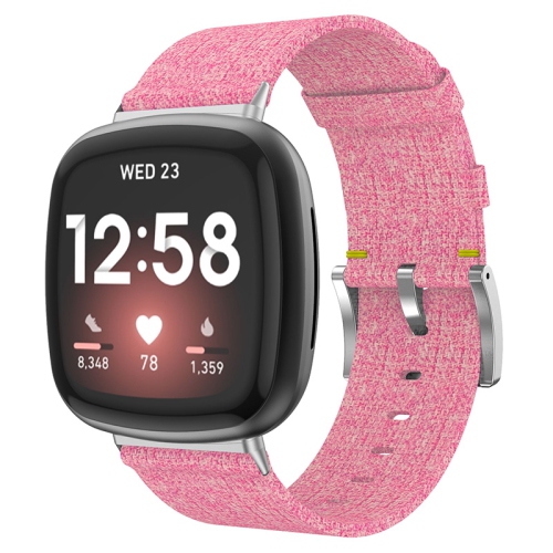 StrapsCo Bracelet de Montre en Toile Tissée pour Fitbit Versa 3 - Rose