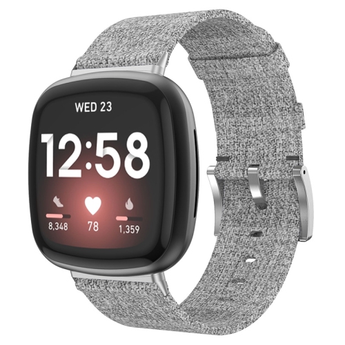 STRAPSCO  Woven Canvas Watch Band Strap for Fitbit Sense - In Grey