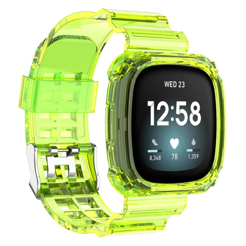 STRAPSCO  Tpu Rubber Transparent Case Watch Band Strap for Fitbit Sense - In Yellow