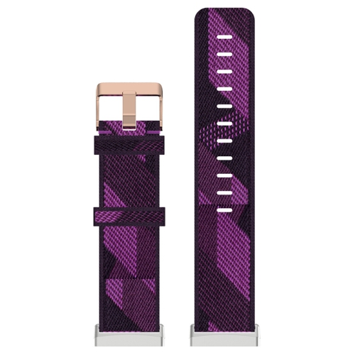 StrapsCo Woven Canvas Replacement Watch Band Strap with Rose Gold Buckle for Fitbit Versa 3 - Purple