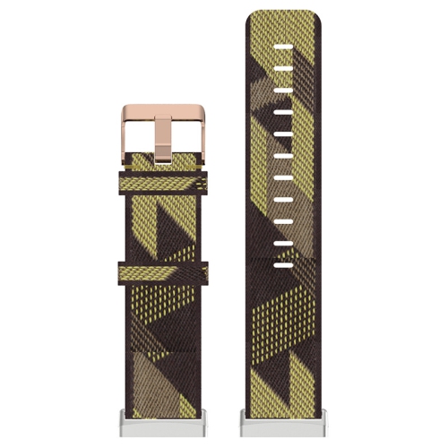 StrapsCo Woven Canvas Replacement Watch Band Strap with Rose Gold Buckle for Fitbit Versa 3 - Yellow & Black