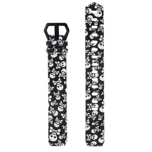 StrapsCo Print Silicone Rubber Watch Band Strap for Fitbit Alta & Alta HR - Skull and Bones