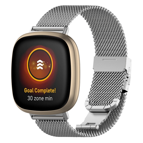 StrapsCo Stainless Steel Milanese Mesh Watch Band Strap for Fitbit Versa 3 - Silver