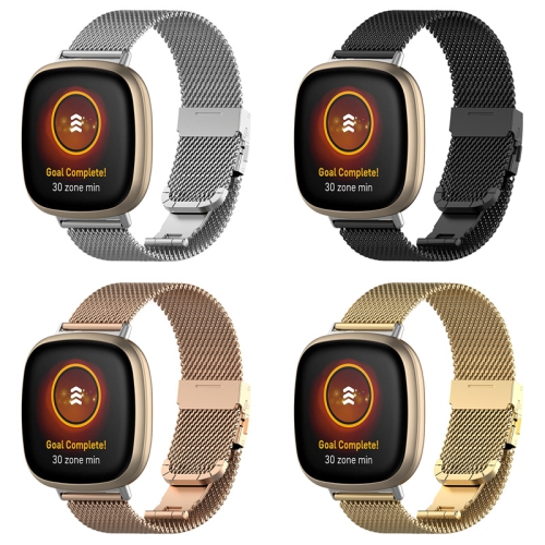 StrapsCo Stainless Steel Milanese Mesh Watch Band Strap for Fitbit Versa 3 - Silver
