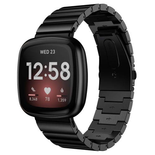 STRAPSCO  Stainless Steel Links Watch Band Strap for Fitbit Sense - In Black