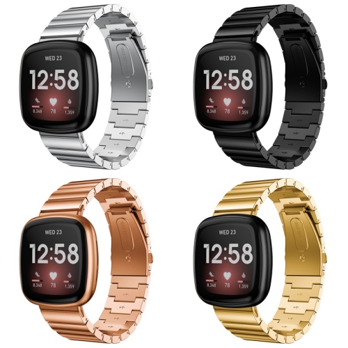 StrapsCo Stainless Steel Links Watch Band Strap for Fitbit Sense - Black