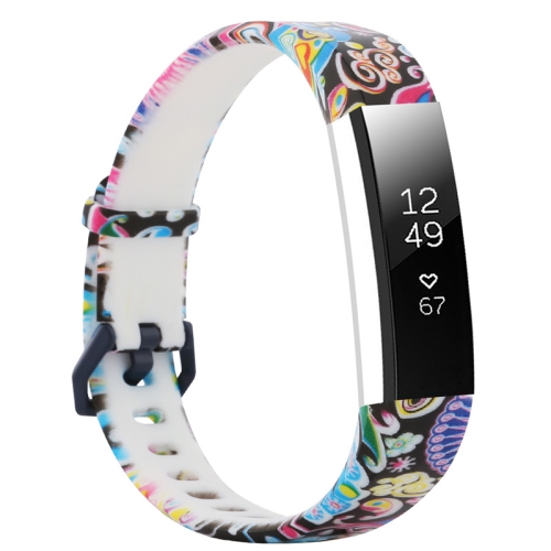 StrapsCo Print Silicone Rubber Watch Band Strap for Fitbit Alta & Alta HR - Psychedelic