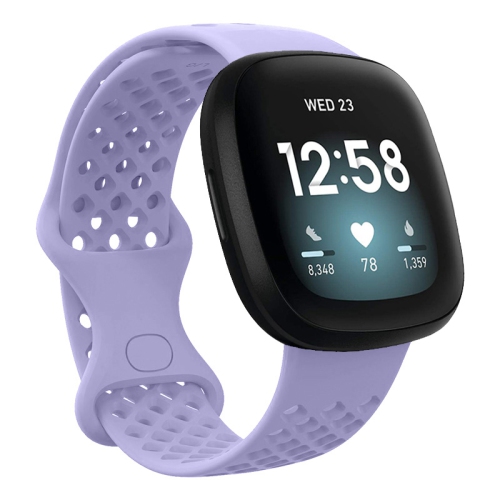 STRAPSCO  Perforated Silicone Rubber Infinity Watch Band Strap for Fitbit Sense - Short-Medium - Lavender In Multicolor