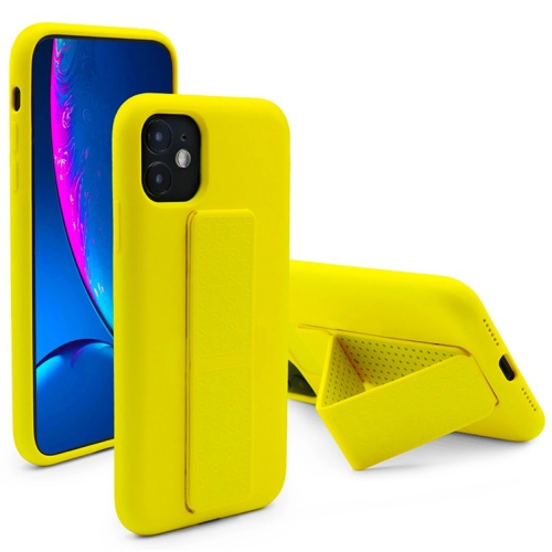 TopSave Silicone Case with Magnetic Stand and Thin Strap Case For Iphone 12/12 Pro, Yellow