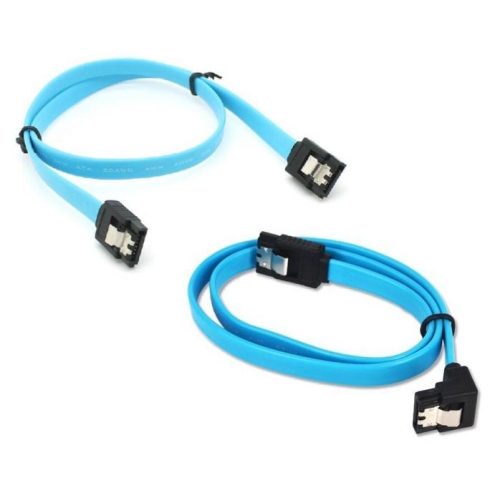 2 x 18" SATA 3.0 III Data Cable 6Gb Blue for HDD SSD Latch Metal Lead Clip 45cm 