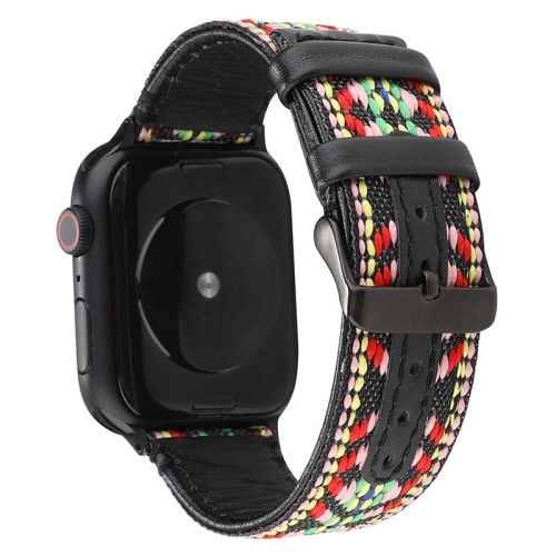 StrapsCo Embroidered Leather Watch Band Strap for Apple Watch - 38mm - Candy Bracelet