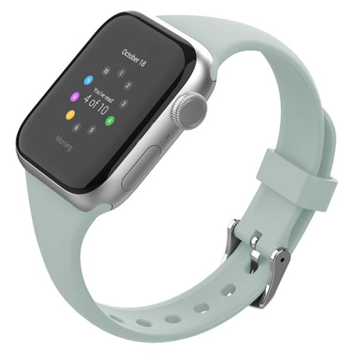 STRAPSCO  Smooth Slim Thin Silicone Rubber Watch Band Strap for Apple Watch - 38MM - Pale In Green