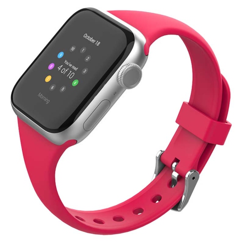 StrapsCo Smooth Slim Thin Silicone Rubber Watch Band Strap for Apple Watch 38mm Hot Pink