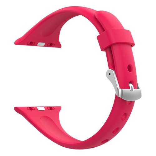 StrapsCo Smooth Slim Thin Silicone Rubber Watch Band Strap for Apple Watch - 38mm - Hot Pink