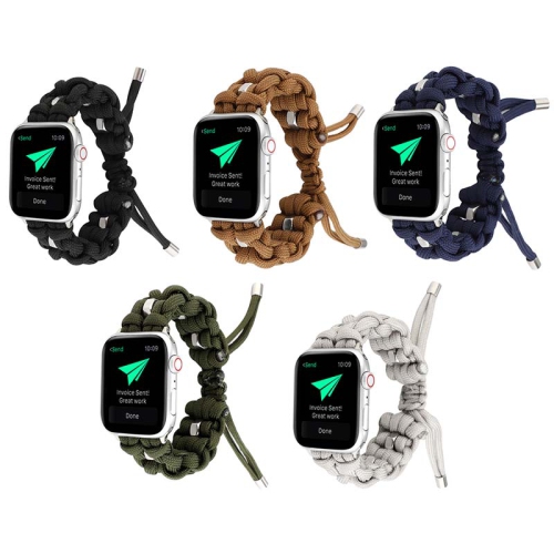 StrapsCo Bracelet de Montre Paracord en Nylon Tissé pour Apple Watch 38mm - Gris