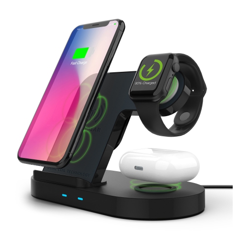 HYPERGEAR  20W 3-In-1 Wireless Charging Dock for Phone, Watch & Wireless Headphones - In Black