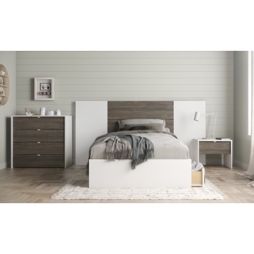 Nexera 5Piece Bedroom Set With Bed Frame, Headboard, Extension Panels, Nightstand & Dresser