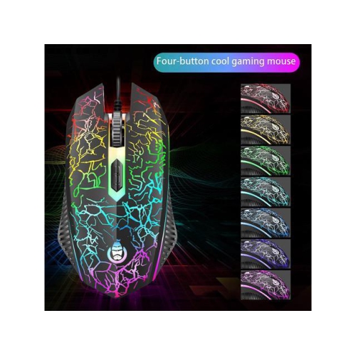 D620 RGB LED Backlit 104-Key Gaming Keyboard & Gaming Mouse Bundle Kit - Colorful Crack Design - USB Wired Keyboard and Mouse Combo Set