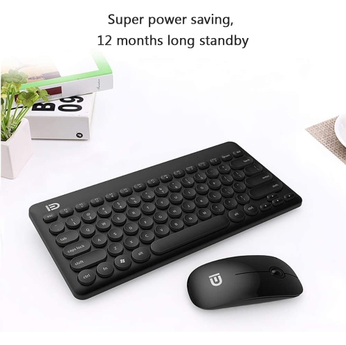 20m/66FT Ultra Slim Wireless Keyboard and Mouse combo kit, Bluetooth IK6620 2.4ghz Multimedia silent Keyboard and mice bundle Set Wireless Round Cap