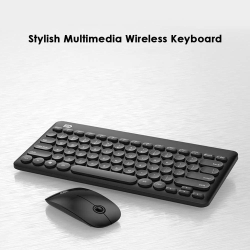 20m/66FT Ultra Slim Wireless Keyboard and Mouse combo kit, Bluetooth IK6620 2.4ghz Multimedia silent Keyboard and mice bundle Set Wireless Round Cap