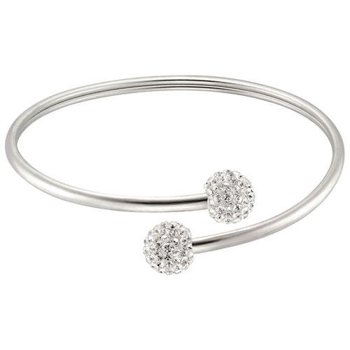 Le Reve Collection White Cubic Zirconia Balls Bangle in Sterling Silver