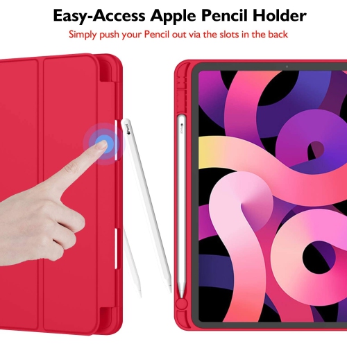 [CS] Slim Magnetic Smart Cover Stand Case & Pencil Holder for iPad Pro 11" 1st 2nd 3rd 4th Gen., Red